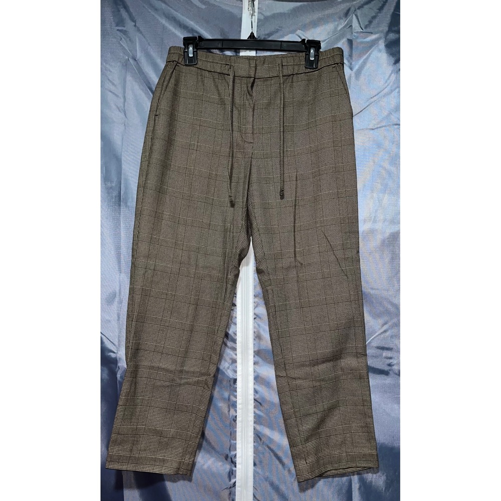 J. Jill Brown Glen Plaid Tapered Drawstring Pants Petite Small Business Casual